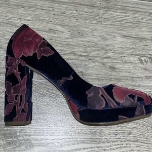Elegant Velvet Floral Heels